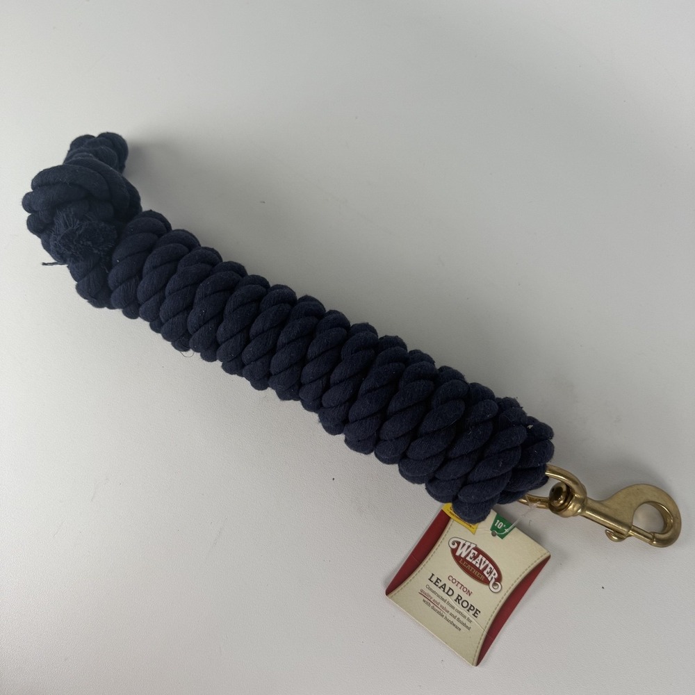 NWT  WEAVER Horse Cotton Lead Rope W/‎ Durable Bolt Snap 10' X 5/8" NAVY